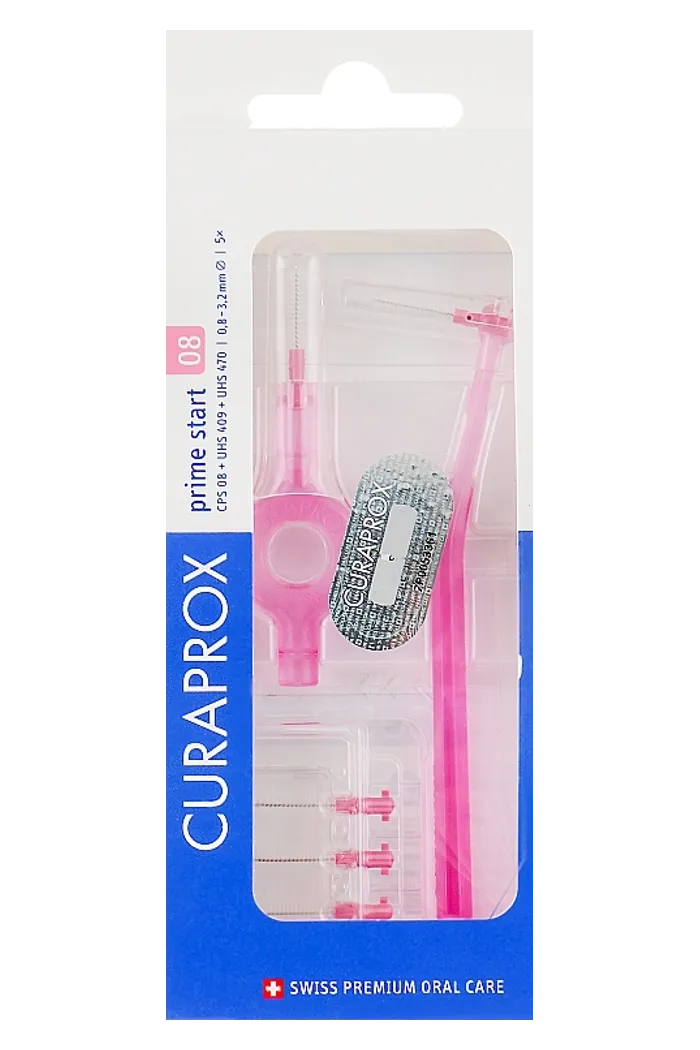 Набор ершиков межзубных "Prime Start", CPS 08S, два держателя, розовый
