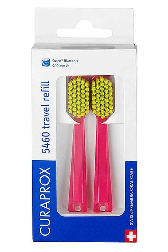 Набор сменных насадок для зубной щетки для путешествий CS 5460, розово-салатовые