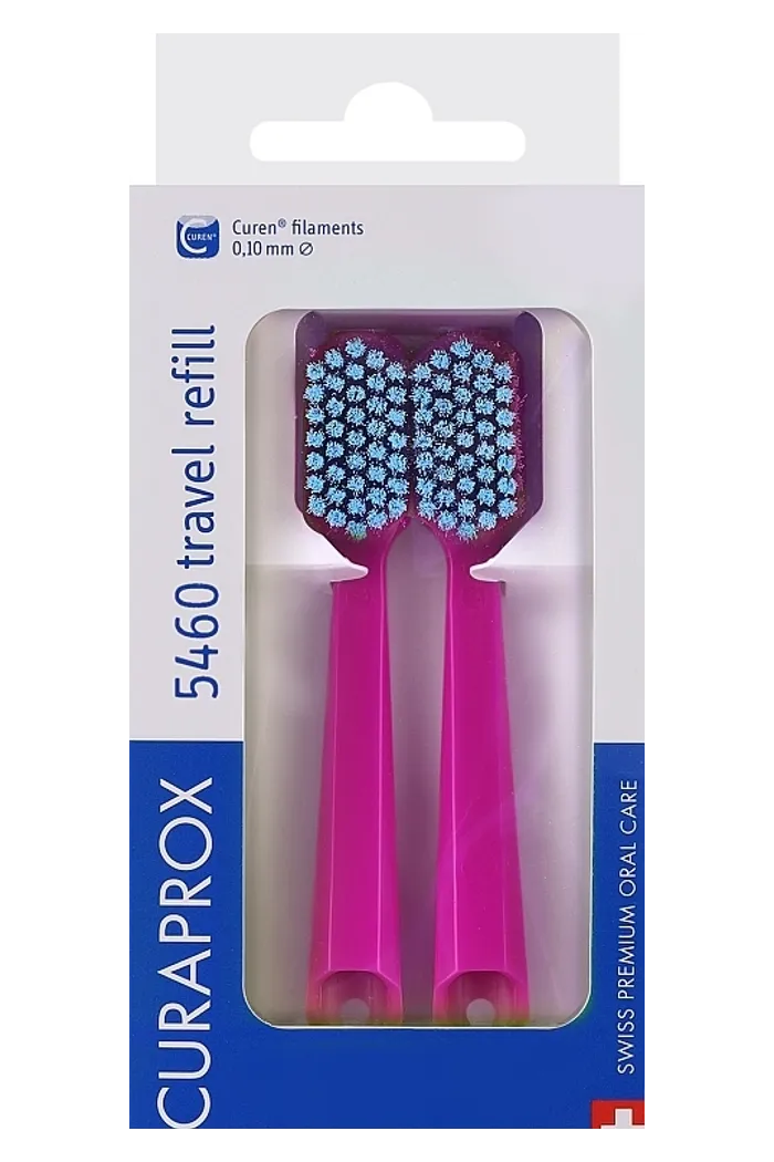 Набор сменных насадок для зубной щетки для путешествий CS 5460, розово-голубые