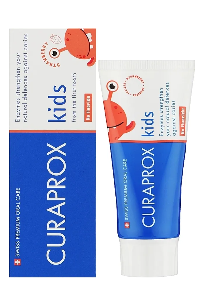 Детская паста со вкусом клубники, без фтора