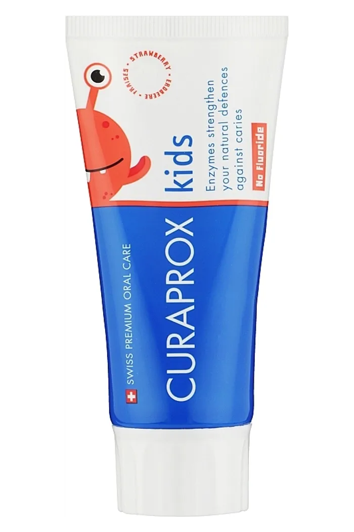 Детская паста со вкусом клубники, без фтора