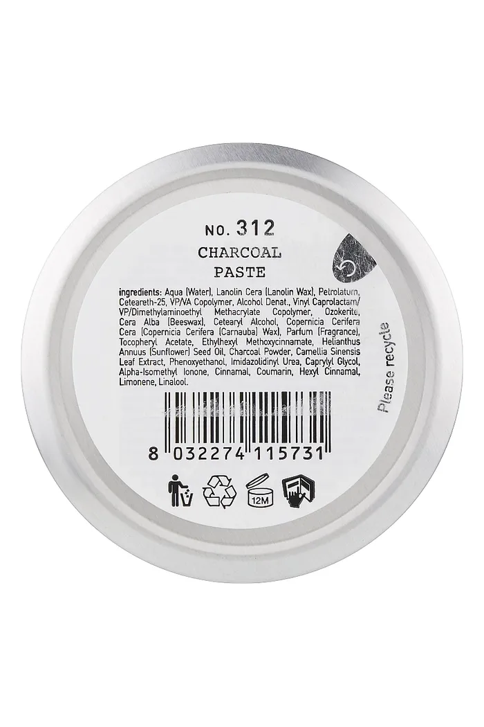 Паста для волос из древесного угля сильной фиксации