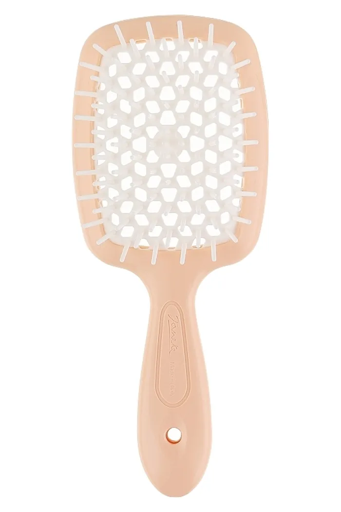 Расческа для волос, персиковая с белым, маленькая