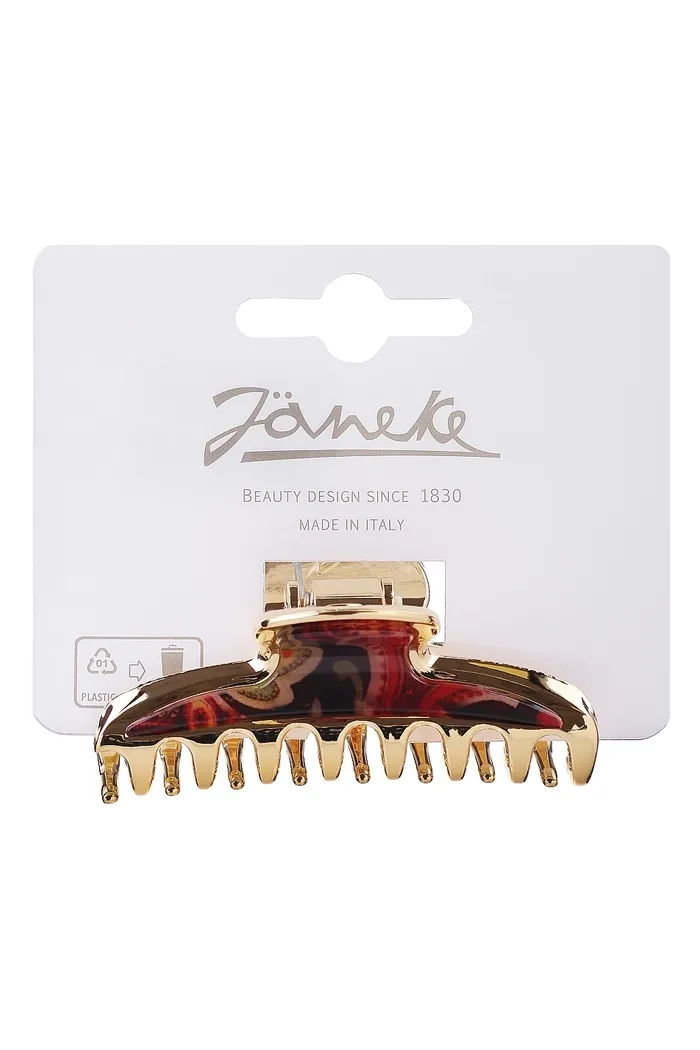 Заколка-краб для волос JG29099 KAS, 7 x 2.6 см, золотая с узором