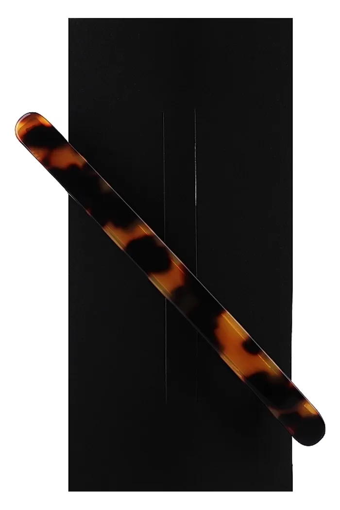 Заколка-автомат, узкая, желто-коричневая